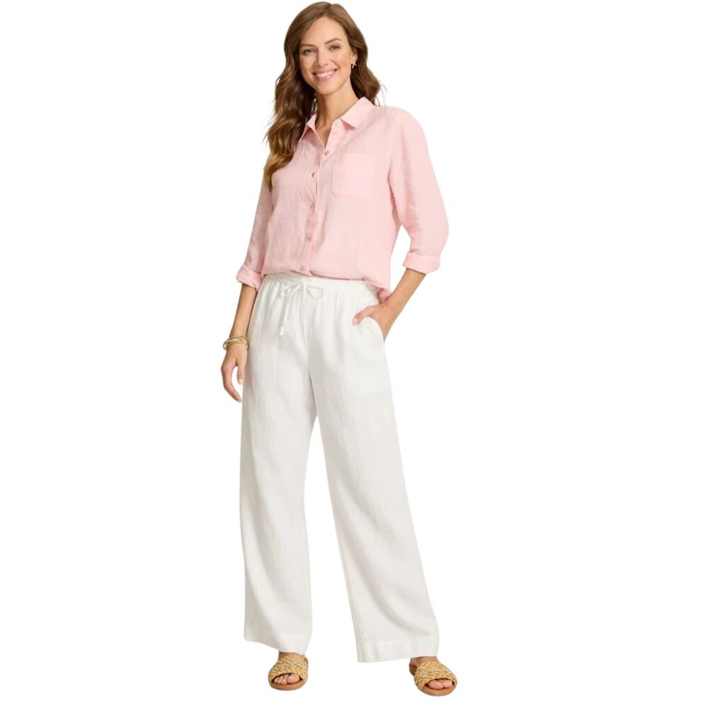 Tommy Bahama Two Palms Easy Pant White Linen  NEW SZ L Relaxed Loose